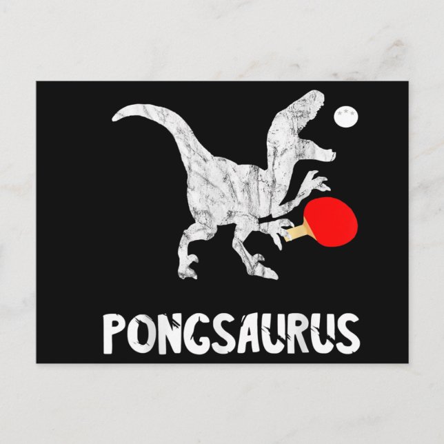 Postal De Invitación Ping Pong Dinosaurios Pingpong Player Dino Table T (Anverso)