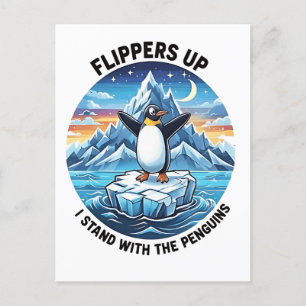 Postal De Invitación Pingüino Divertido Resiste Protesta Contra Arancel