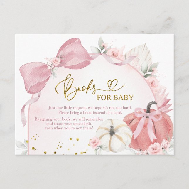 Postal De Invitación Pink Coquette Pumpkin Baby Shower Boys for Baby (Anverso)