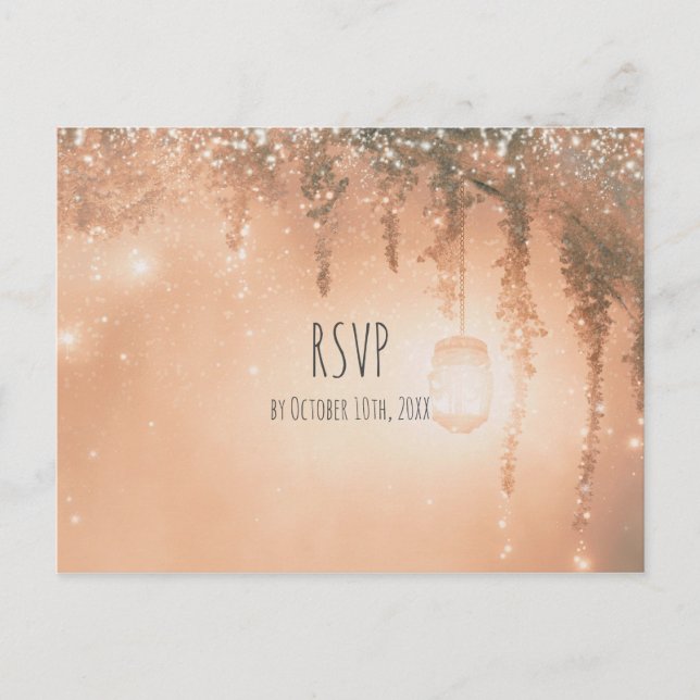 Postal De Invitación Pink Dreamy Rustic Forest RSVP (Anverso)