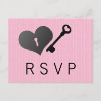 Pink Heart Lock y Key Response Card