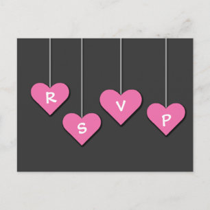 Postal De Invitación Pink Love Heart Wedding RSVP
