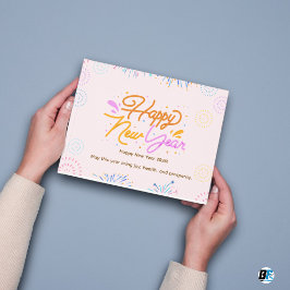 Postal De Invitación Pink Orange Minimalist Happy New Year