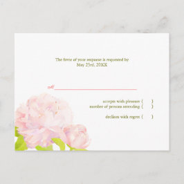 Postal De Invitación Pink Peony Simple Wedding RSVP