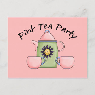 Postal De Invitación Pink_Tea_Fiesta