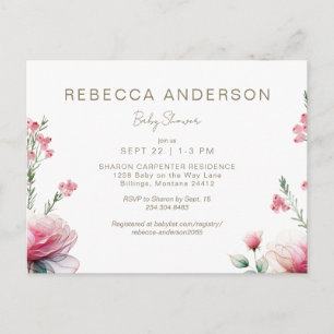 Postal De Invitación Pinks en Bloom Baby Shower