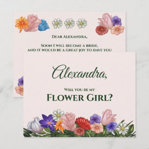 Postal De Invitación Pintura De Flores Serás Mi Chica De Flores