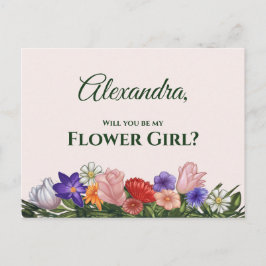 Postal De Invitación Pintura De Flores Serás Mi Chica De Flores