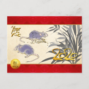 Postal De Invitación Pintura original de Rats Bamboo 2020 HIP