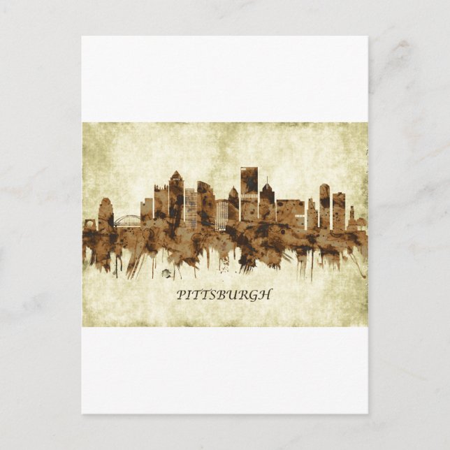 Postal De Invitación Pittsburgh Pennsylvania Cityscape (Anverso)