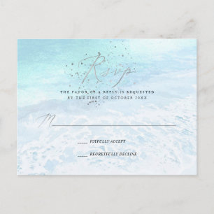 Postal De Invitación PixDezines Crystal Blue Caligrafía Costera RSVP