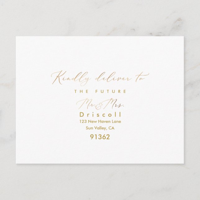 Postal De Invitación PixDezines Elegant Gold Caligraphy RSVP w Meal (Anverso)