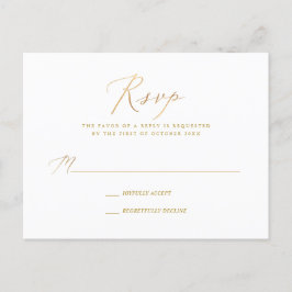 Postal De Invitación PixDezines Gold Tone Elegant Calligraphy RSVP