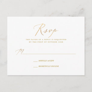 Postal De Invitación PixDezines Gold Tone Elegant Calligraphy RSVP