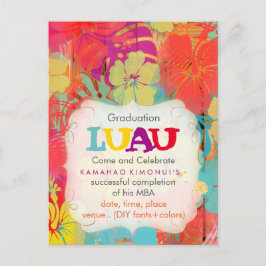 Postal De Invitación PixDezines hibiscus/graduation/luau/DIYevent