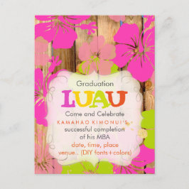 Postal De Invitación PixDezines hibiscus/graduation/luau/DIYevent