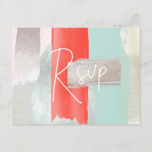 Postal De Invitación PixDezines Moderno Coral Seafoam RSVP con Elección