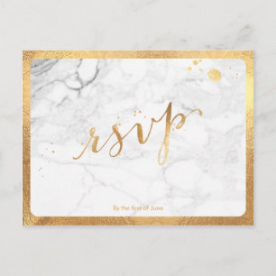 Postal De Invitación PixDezines RSVP/FAUX ORO/MÁRMOL/FUN SCRIPT