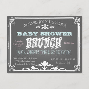 Postal De Invitación Pizarra del BRUNCH el   de Baby Shower el  