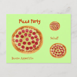 Postal De Invitación ¡pizza, pizza, pizza, fiesta de la pizza, Salud! ,