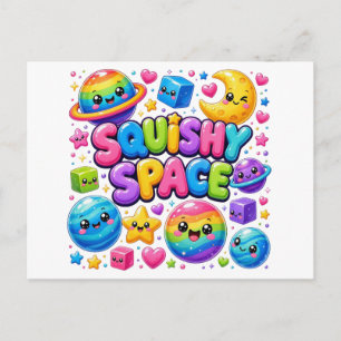 Postal De Invitación Planetas Estrellas Cósmicos Kawaii Coloridos Espac