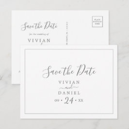 Postal De Invitación Plata minimalista horizontal Guardar la fecha