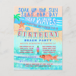 Postal De Invitación Playa de cumpleaños o piscina Fiesta de verano Pes