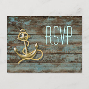 Postal De Invitación playa de madera muelle ancla boda nautica rsvp