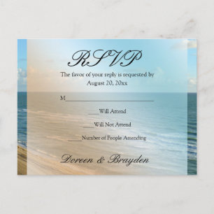 Postal De Invitación Playa Seascape Boda Océano Azul