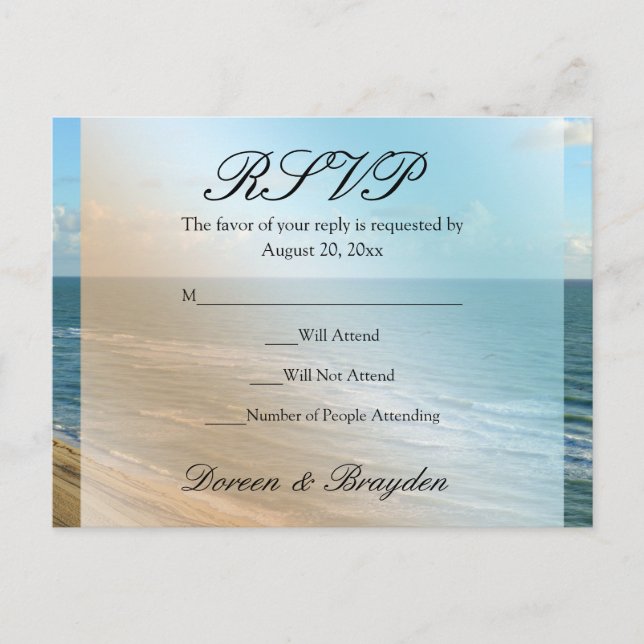 Postal De Invitación Playa Seascape Boda Océano Azul (Anverso)