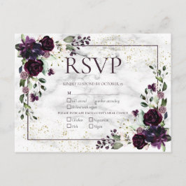 Postal De Invitación Plum Purple Gold Marble Fall Wedding RSVP