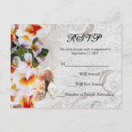 Postal De Invitación Plumeria Orquídea Lei en Sand Beach RSVP Postcard