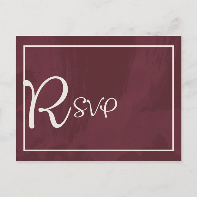 Postal De Invitación Pocket RSVP, Purpurina de Borgoña y Oro (Anverso)