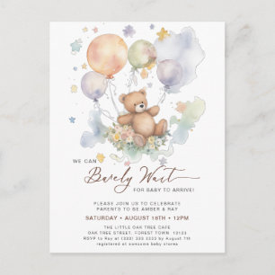 Postal De Invitación Podemos Esperar A Teddy Bear Baby Shower
