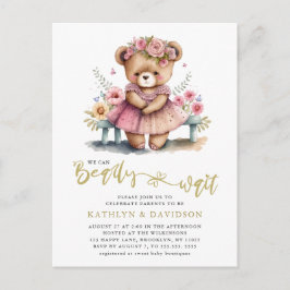 Postal De Invitación Podemos Esperar El Chica Floral Rosa Baby Shower