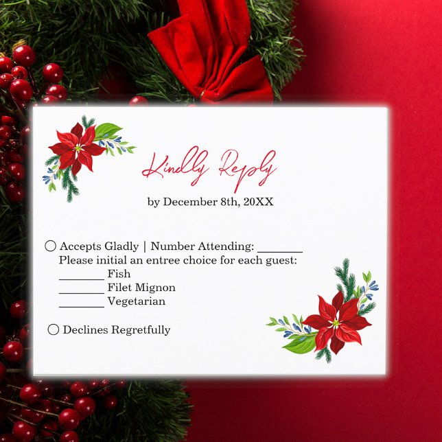 Postal De Invitación Poinsettia Bouquet, RSVP (Subido por el creador)
