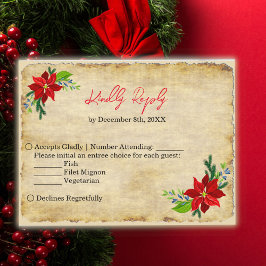 Postal De Invitación Poinsettia Bouquet, Vintage RSV