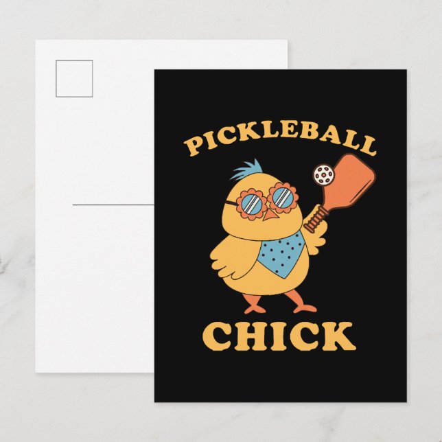 Postal De Invitación Pollita de Pickleball - retro (Anverso / Reverso)