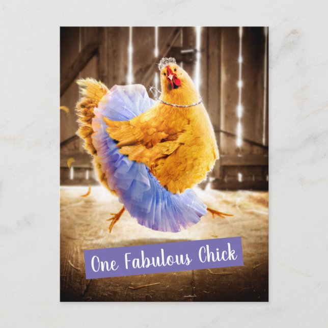 Postal De Invitación Pollo en un Tutu (Anverso)