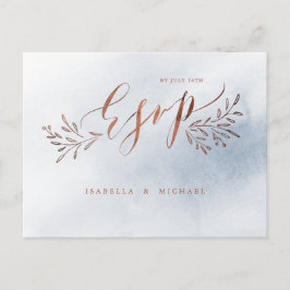 Postal De Invitación Polvoriento azul caligrafía boda rústica floral RS