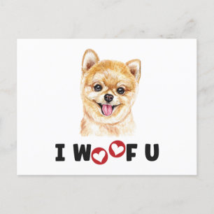 Postal De Invitación Pomeranian Pom Dog I Woof You