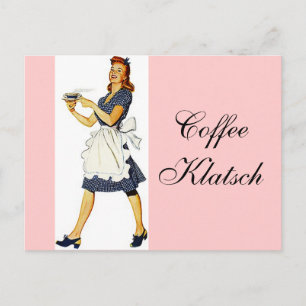 Postal De Invitación Poscard Vintage Waitress Coffee Klatsch Invite