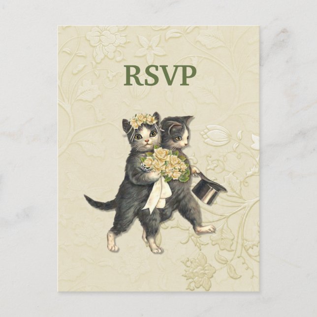 Postal De Invitación Posh Cats Wedding RSVP (Anverso)