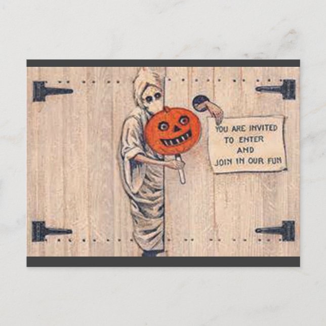 Postal De Invitación Postales/invitaciones de Halloween de época, alred (Anverso)