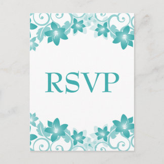 Postal De Invitación Postcard Aqua Simple Floral RSVP