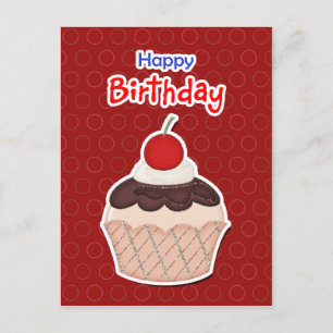 Postal De Invitación Postcard - Cupcake - Happy Birthday