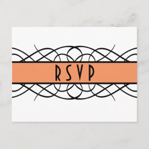 Postal De Invitación Postcard de naranja Deco Flourish RSVP