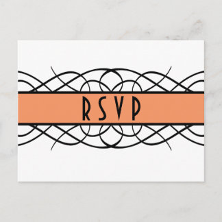 Postal De Invitación Postcard de naranja Deco Flourish RSVP