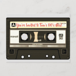 Postal De Invitación Postcard Personalizada Mix Tape de los 80