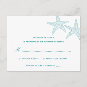 Postal De Invitación Postcard RSVP de la boda estelar - Turquesa